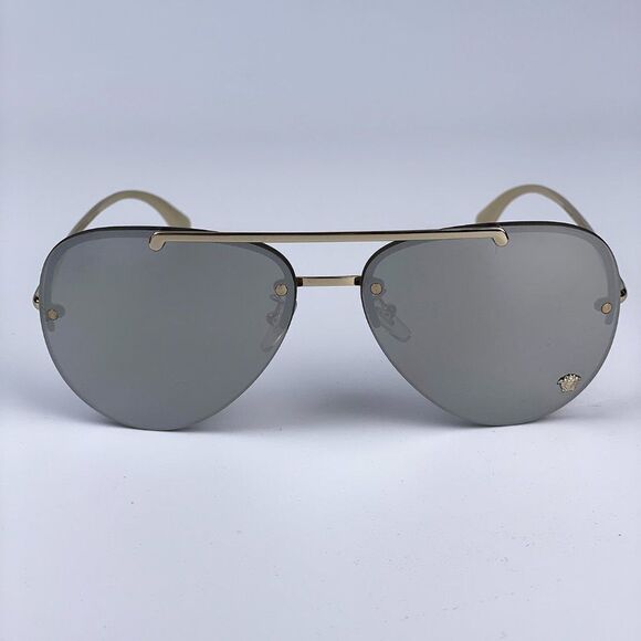 NEW Versace VE2231 Medusa Glam 12526G Unisex Aviator Metal Rimless Sunglasses